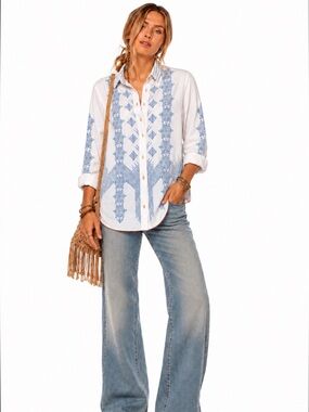 Johnny Was 3J Collection Embroidered Shirt